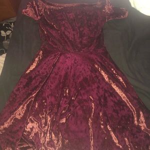 Maroon off the shoulder dress VELVET